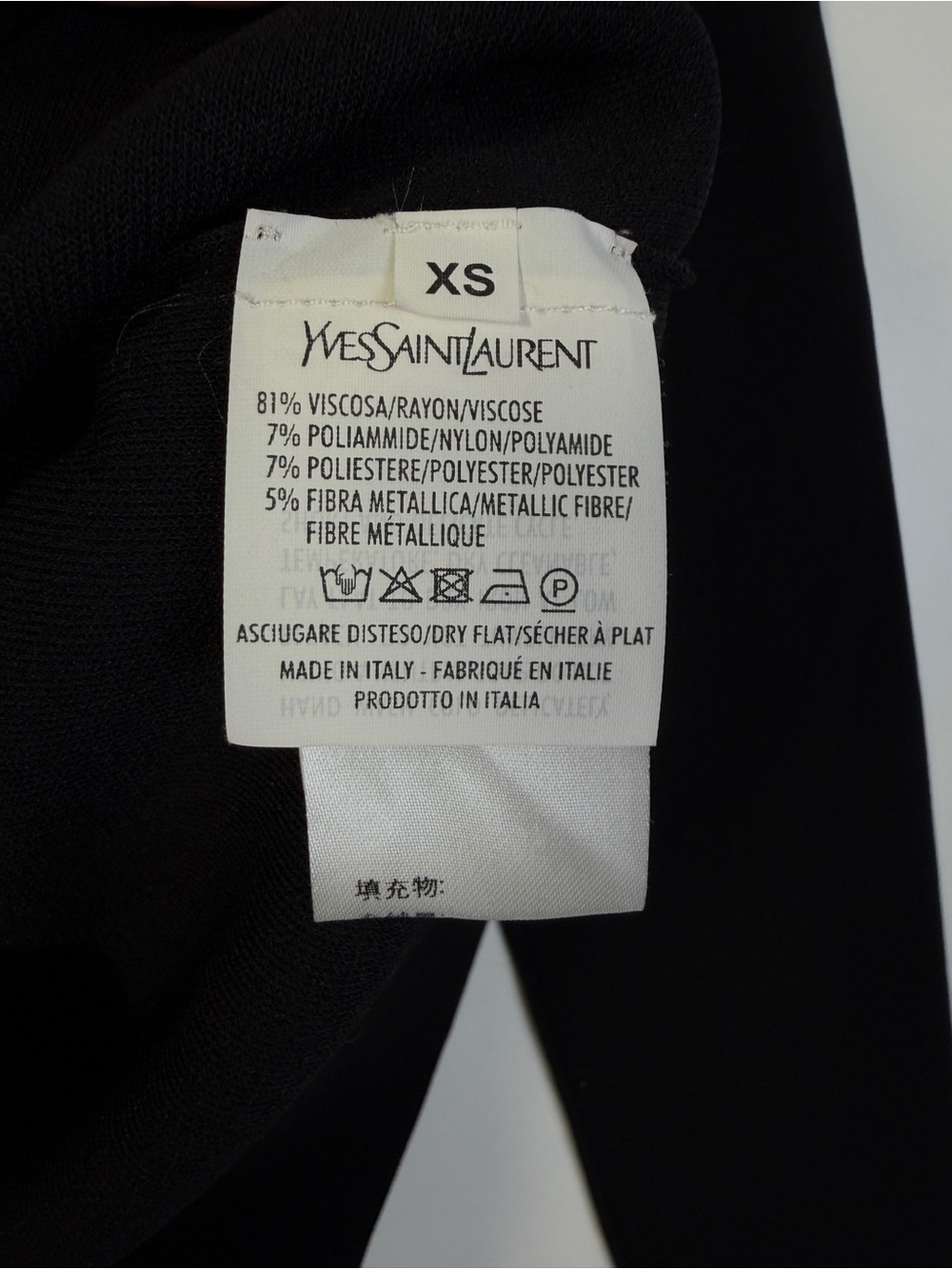 Yves Saint Laurent Metallic Trim V-Neck Knit Sweater XS Black Silver - Picture 6 of 9